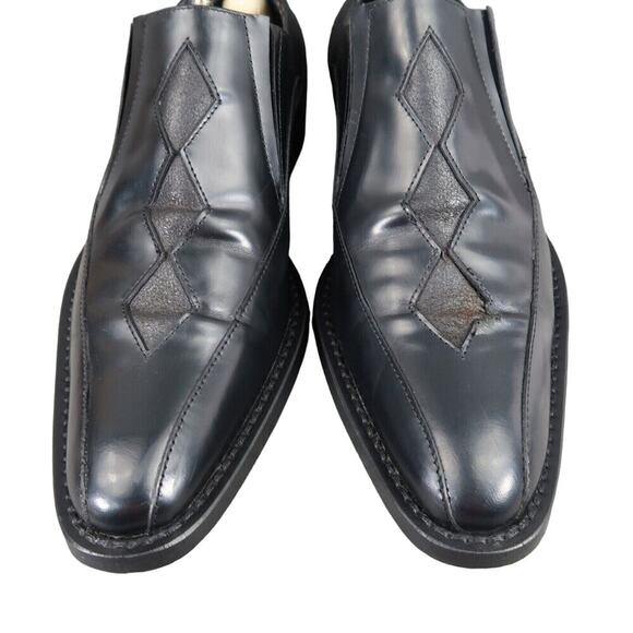 John Fluevog Shoes Mens 7.5 Loafer Slip On Black Leather Diamond Classic Vintage main image 12